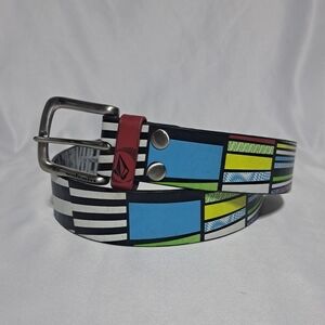 Y2K Volcom‎ Colorblock Striped Belt 37" FLAWED